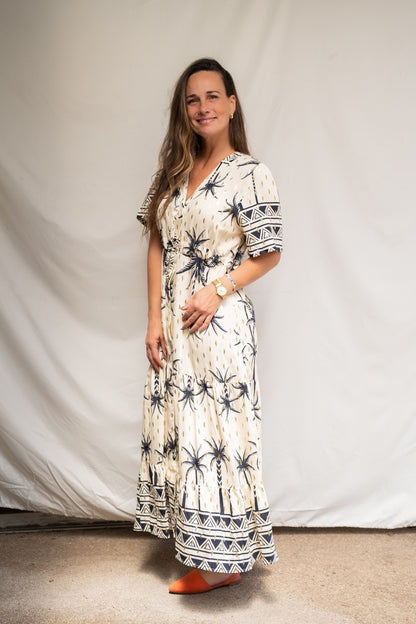 Vestido Largo Palma Azul