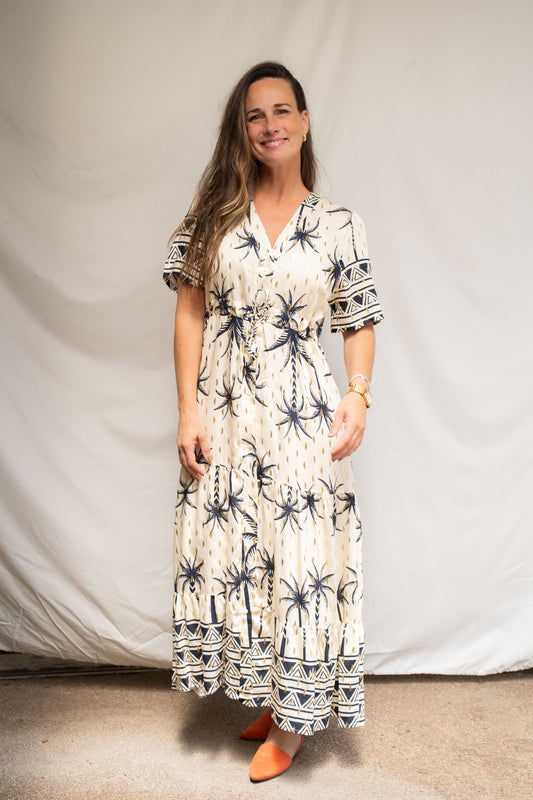 Vestido Largo Palma Azul