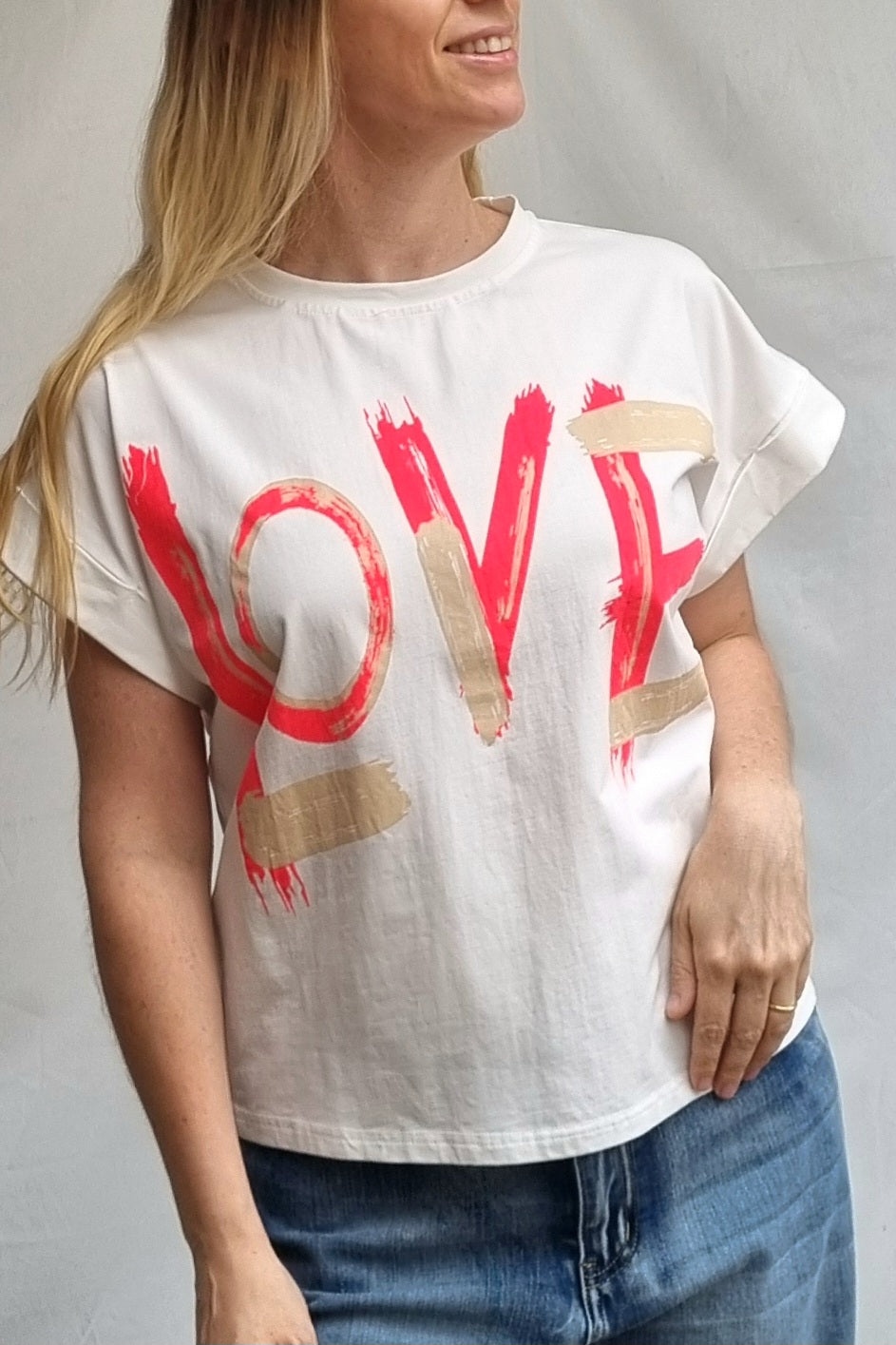 Polera Moor Blanca Estampada