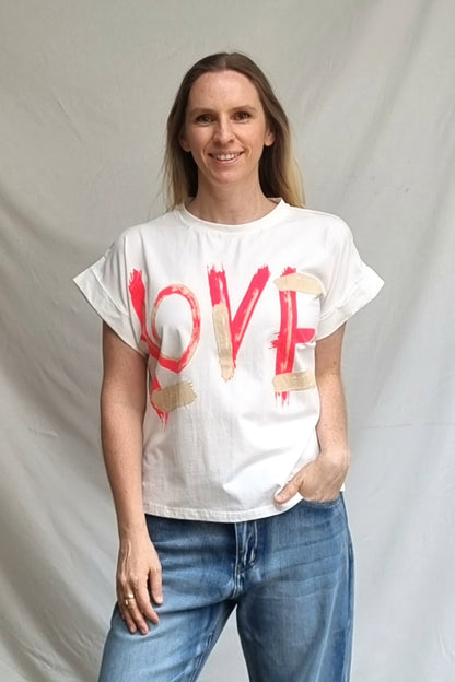 Polera Moor Blanca Estampada