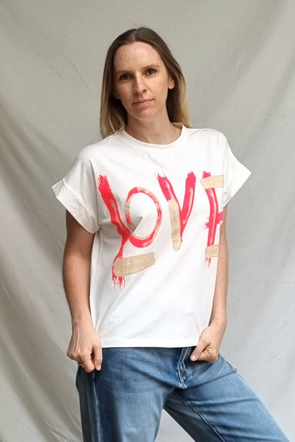 Polera Moor Blanca Estampada