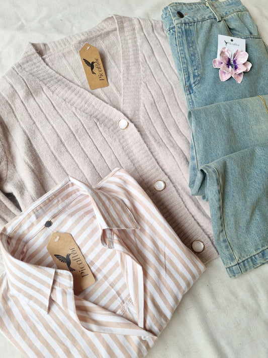 Blusa Carla Beige Rayas