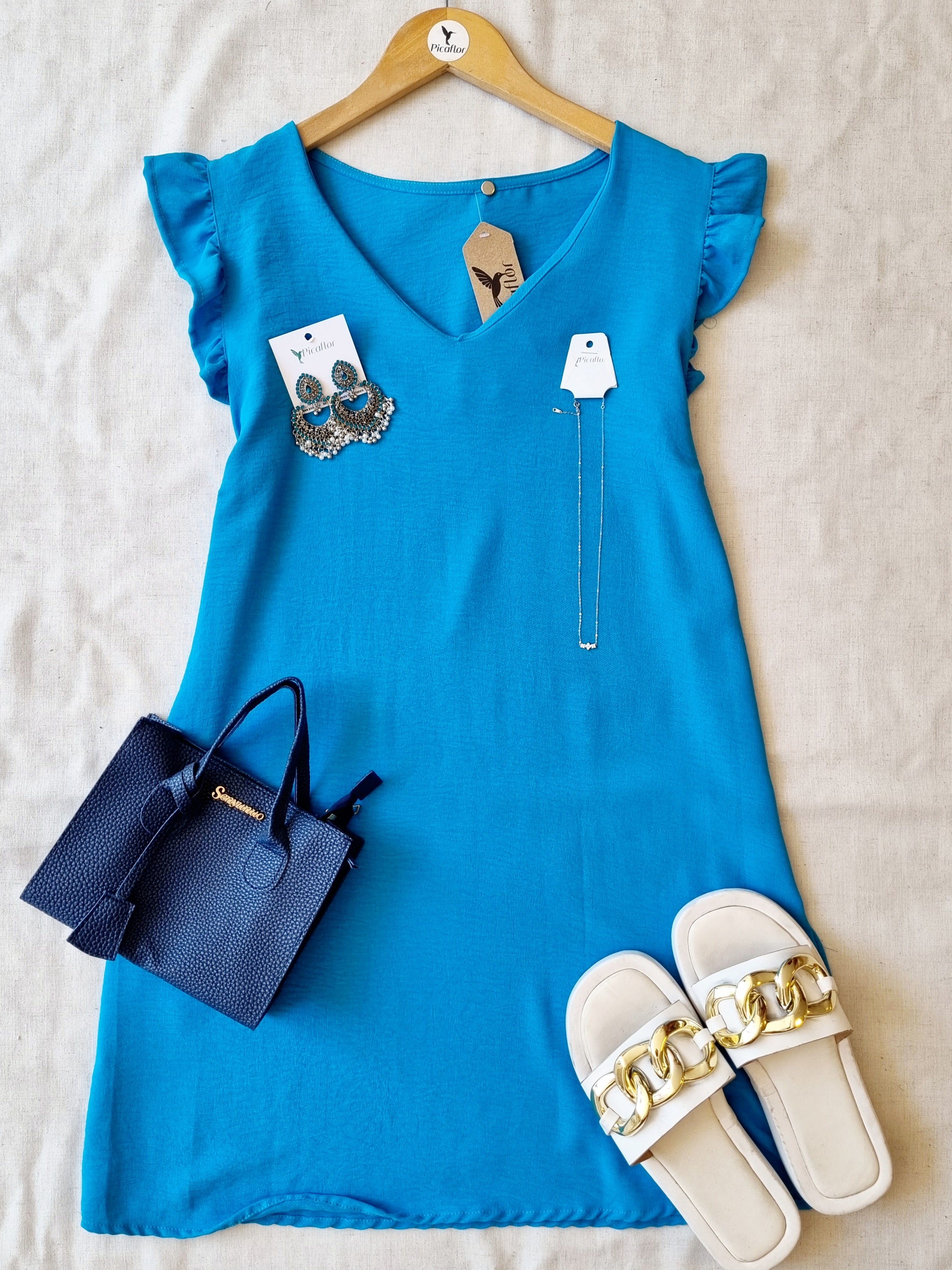 Vestido Corto Rust Azul – Picaflor