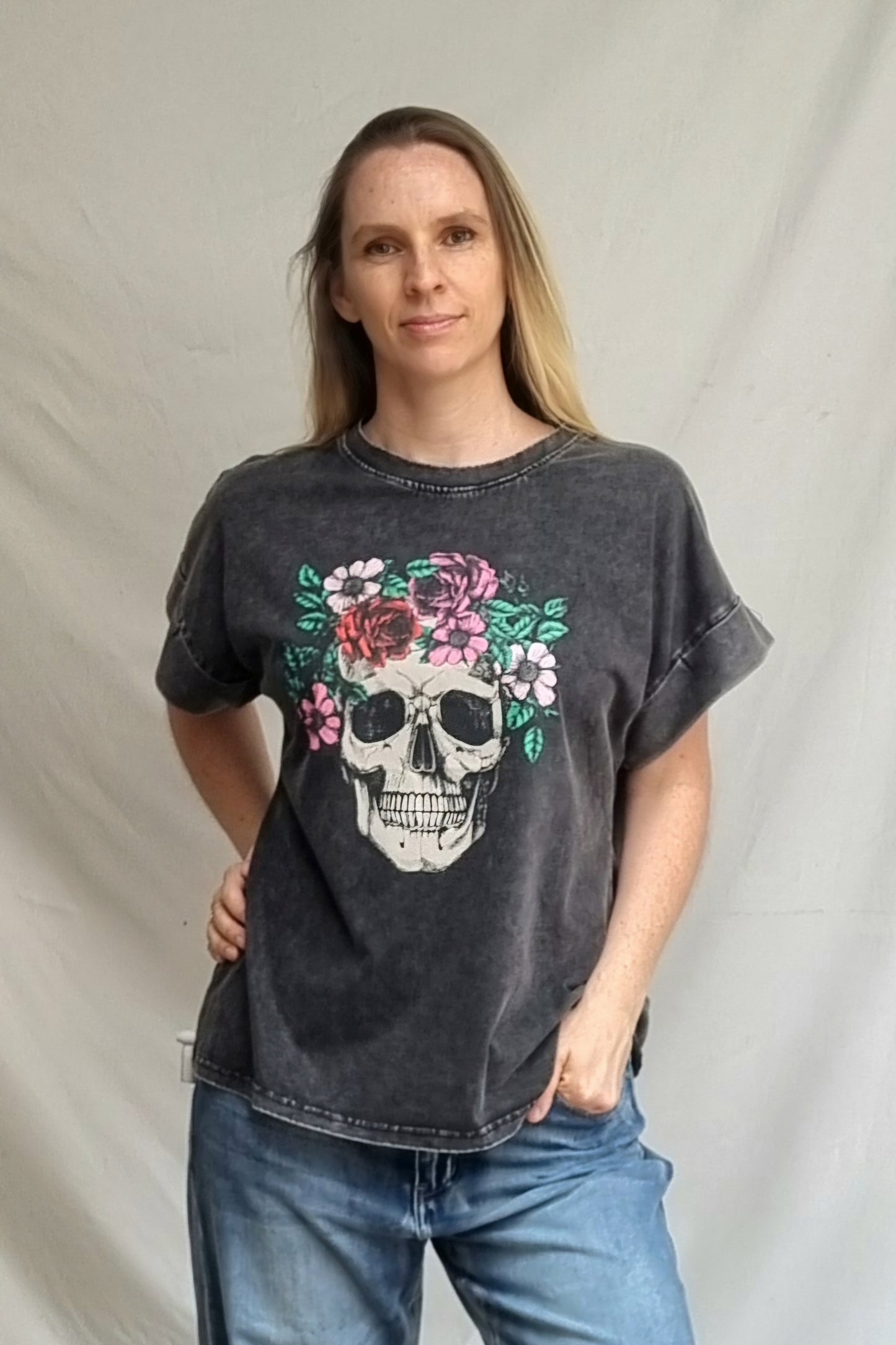 Polera Calavera Negra
