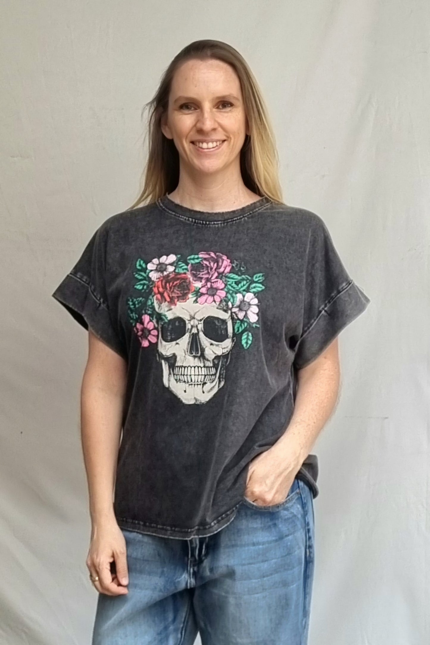 Polera Calavera Negra