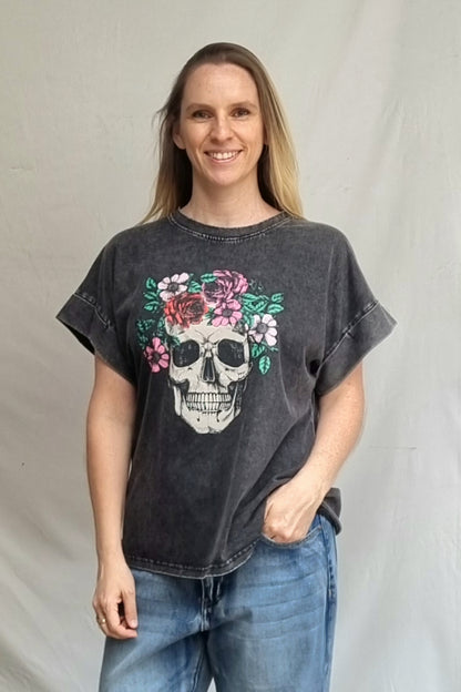 Polera Calavera Negra